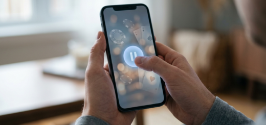 En person trykker pause på en mobiltelefon som symbol på selvudelukkelse fra pengespil via ROFUS.