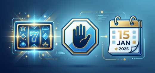 Illustration af en spilleautomat og et stopskilt der symboliserer nye danske regler for onlinecasino